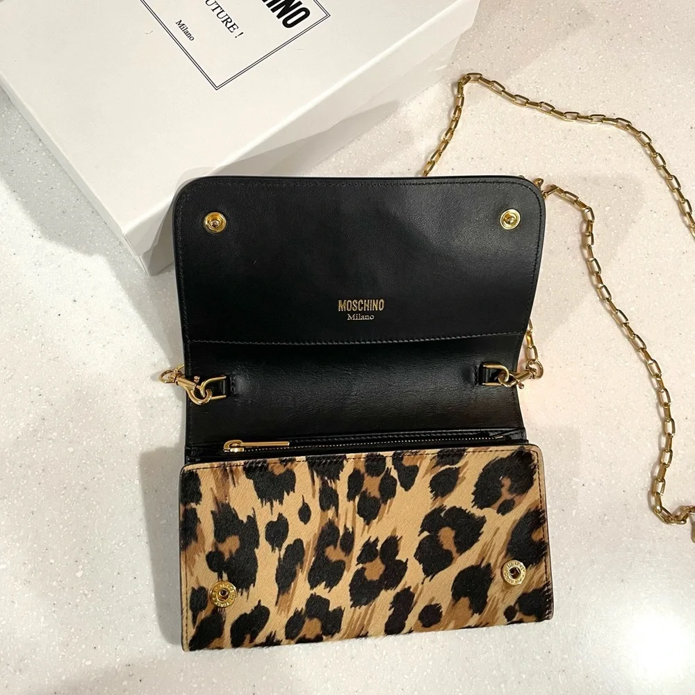 Moschino Leopard Print Pony Hair M Bag - Picture 2 of 6